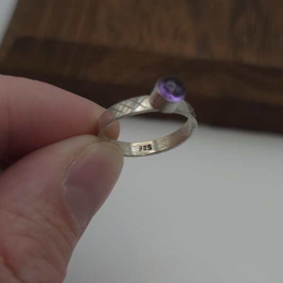 Size 7 Sterling Silver Fancy Scrolled Amethyst Ring A995 - Picture 5 of 8